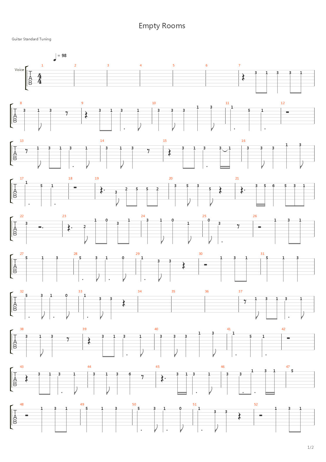 Empty Rooms吉他谱