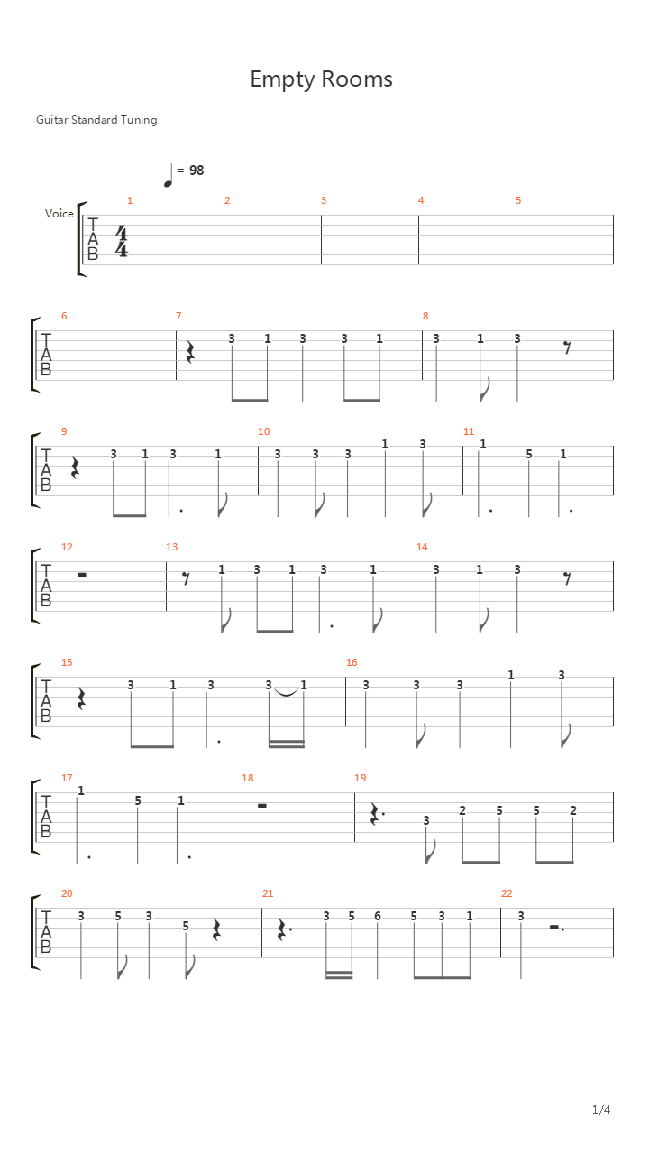 Empty Rooms吉他谱