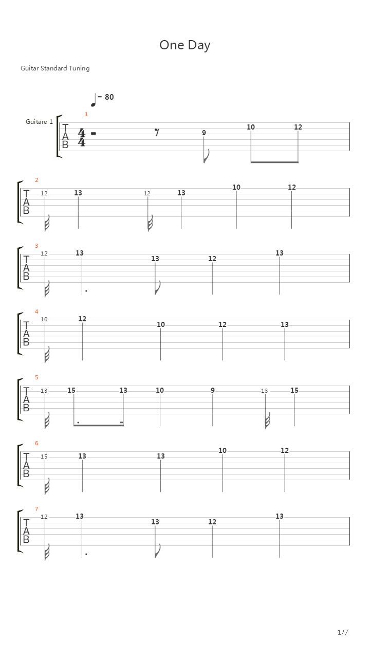 One Day吉他谱