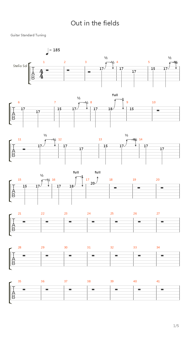 Out In The Fields吉他谱