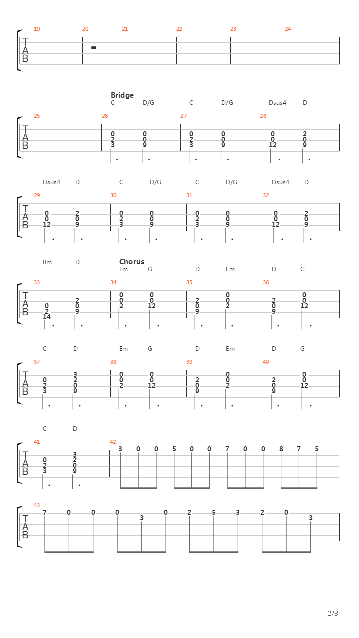 Over The Hills And Far Away吉他谱