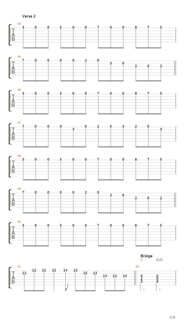 Over The Hills And Far Away吉他谱