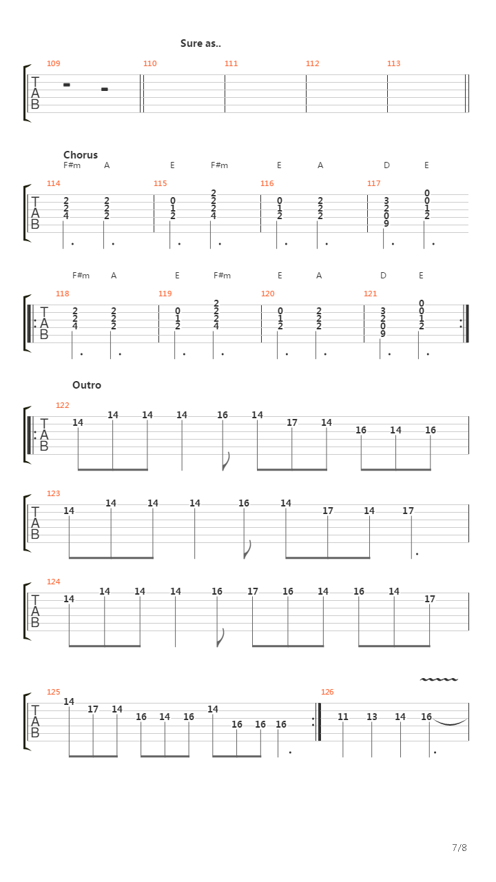 Over The Hills And Far Away吉他谱