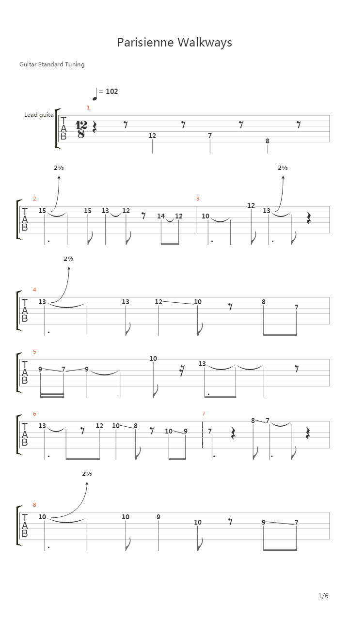 Parisienne Walkways吉他谱