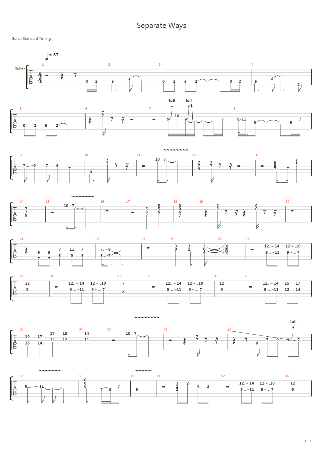 Separate Ways吉他谱