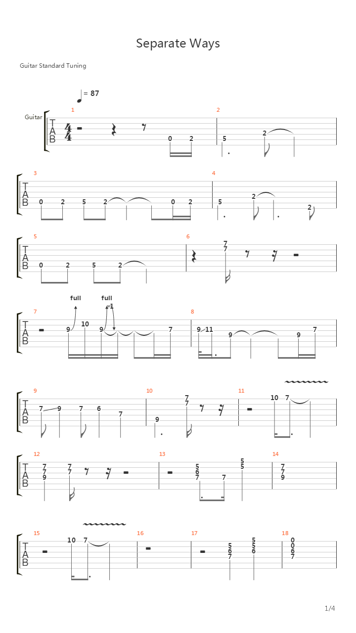 Separate Ways吉他谱