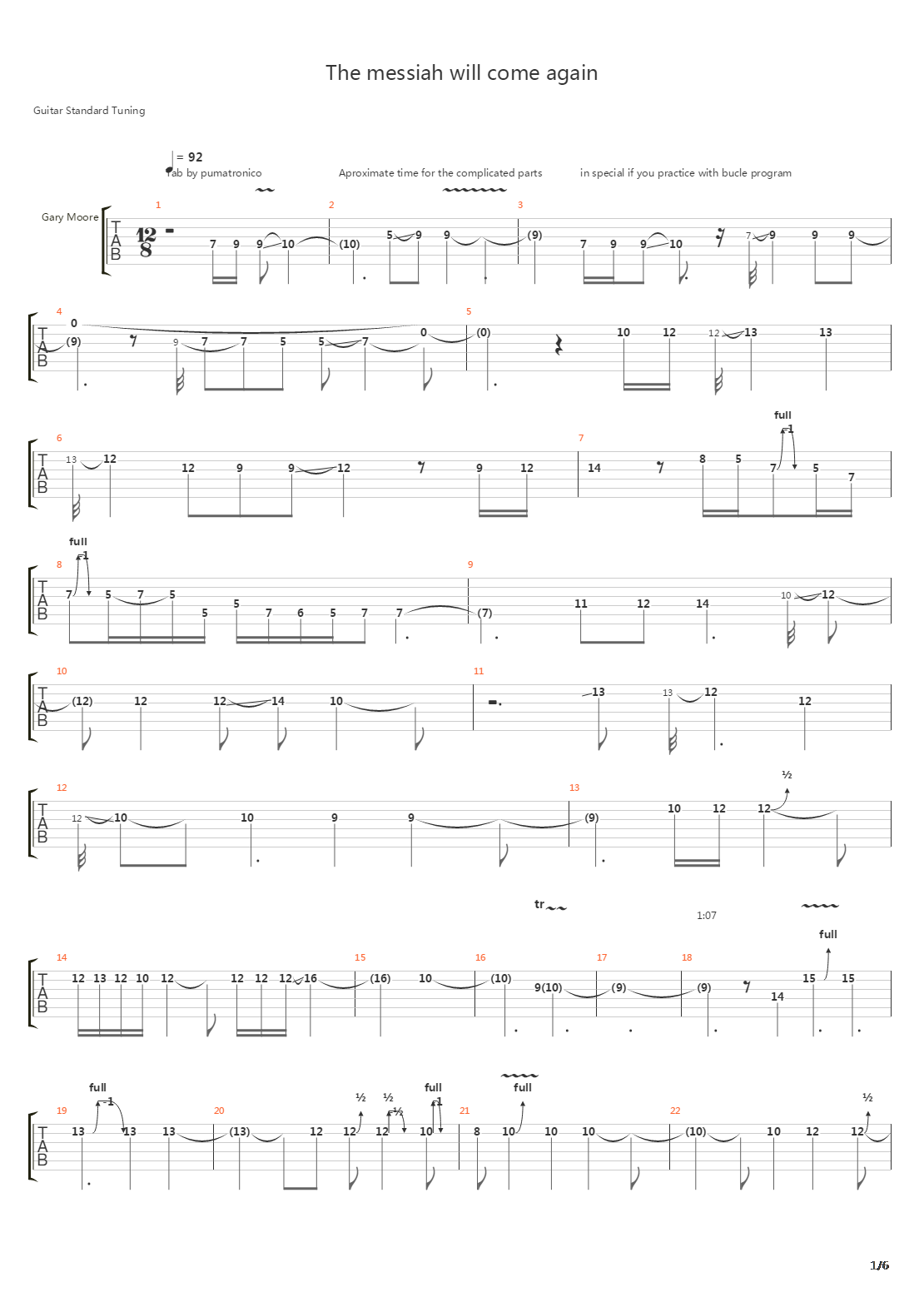 The Messiah Will Come Again吉他谱