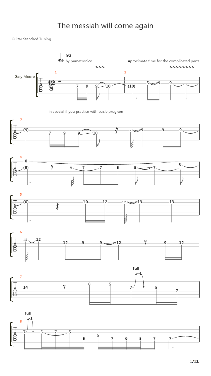 The Messiah Will Come Again吉他谱