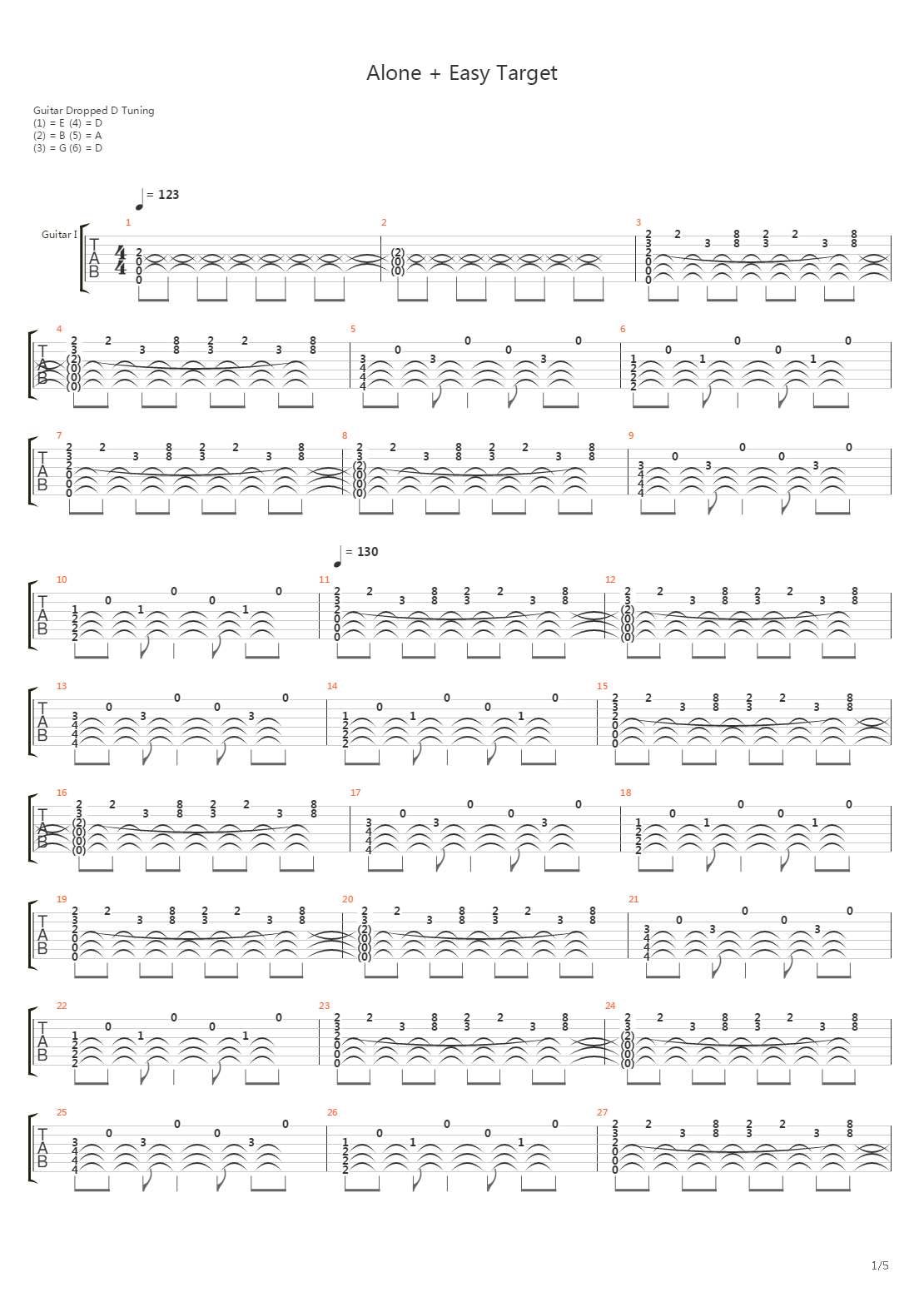 Alone And Easy Target吉他谱