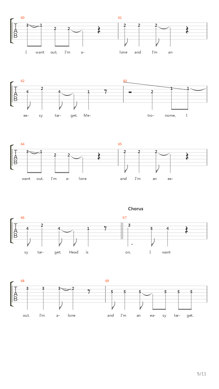 Alone And Easy Target吉他谱