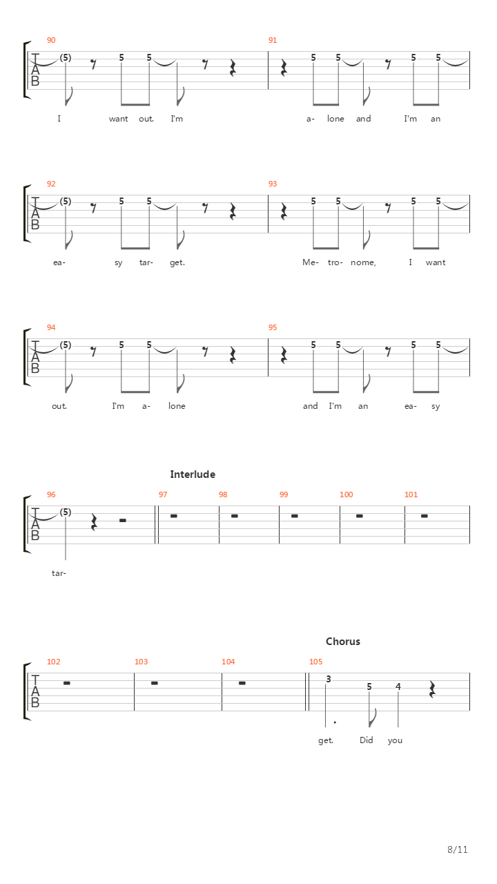 Alone And Easy Target吉他谱