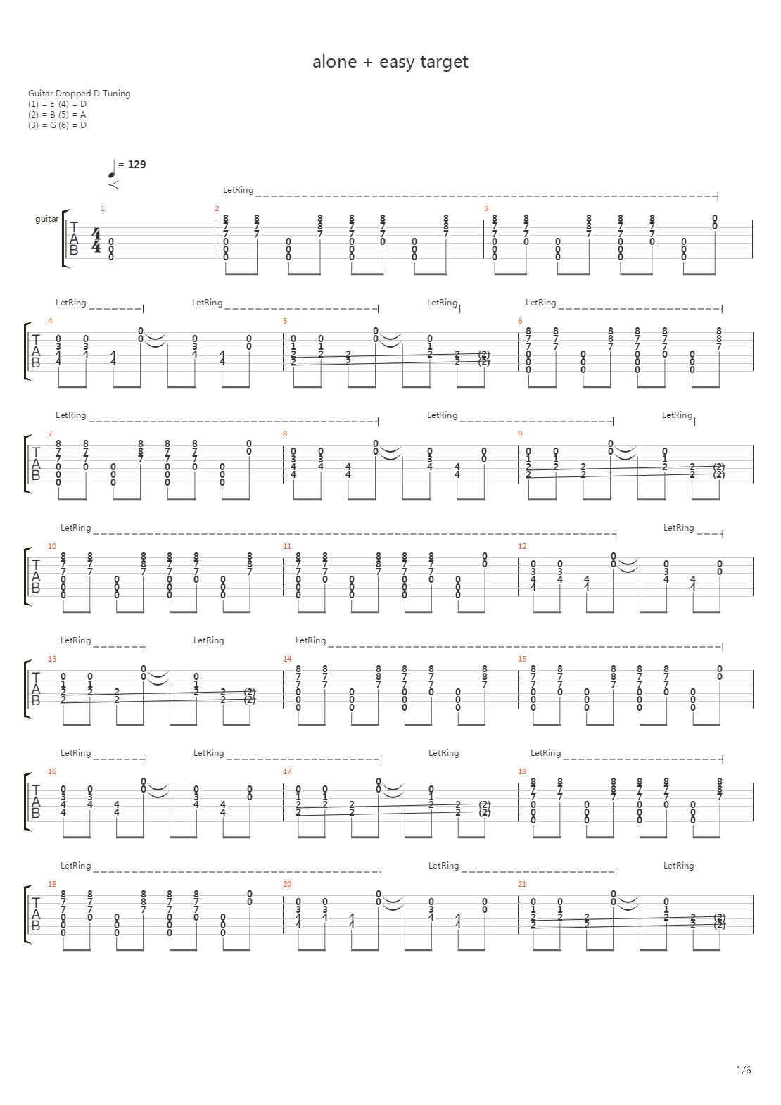 Alone Easy Target吉他谱