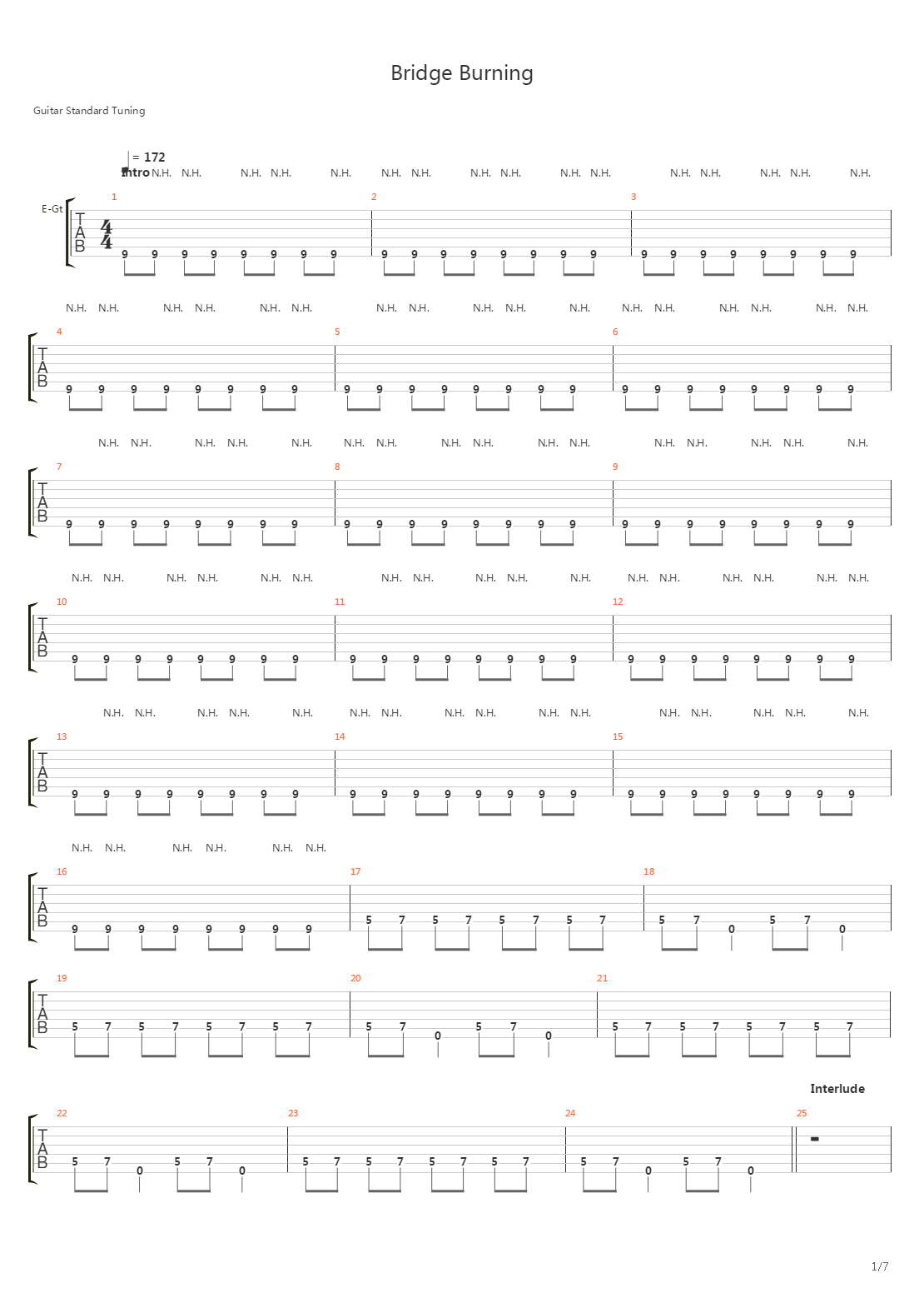 Bridge Burning吉他谱