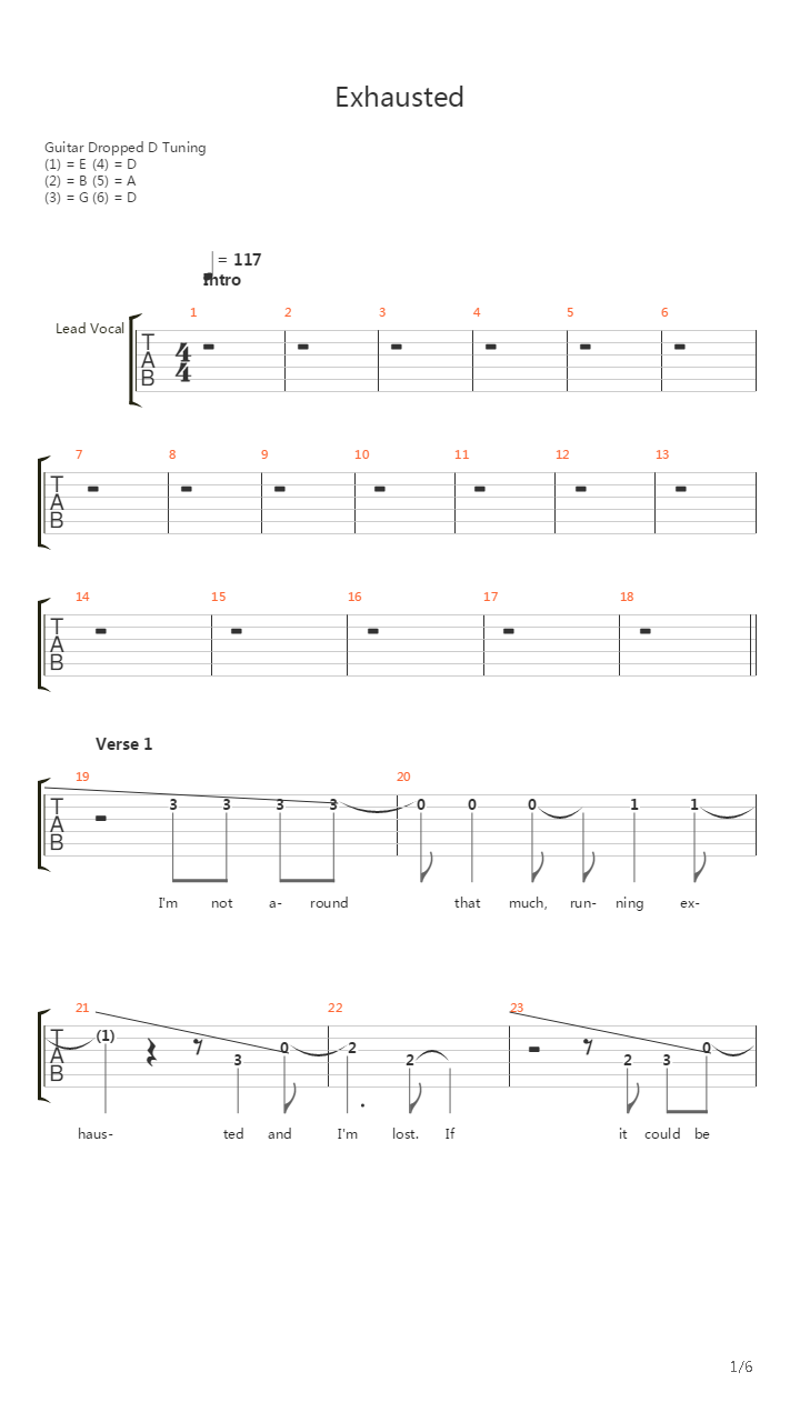Exhausted吉他谱