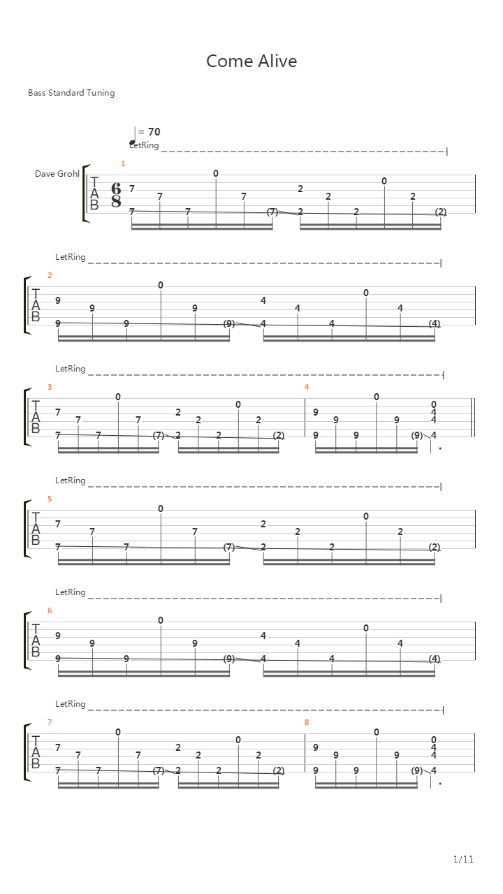 Come Alive吉他谱
