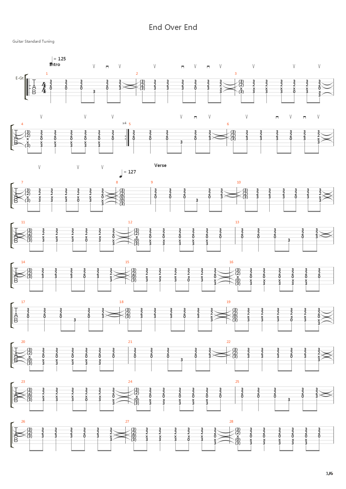 End Over End吉他谱