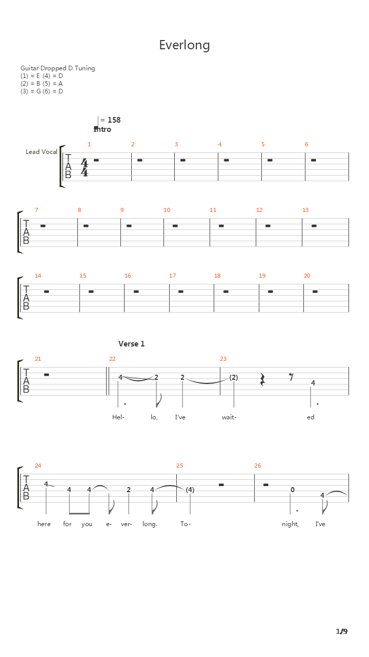 Everlong吉他谱