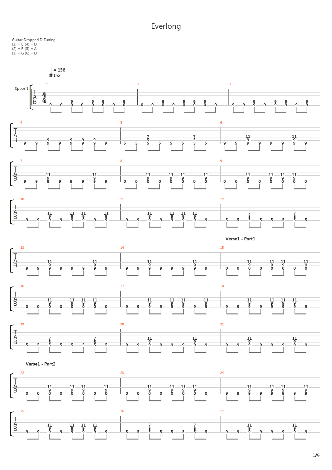 Everlong吉他谱