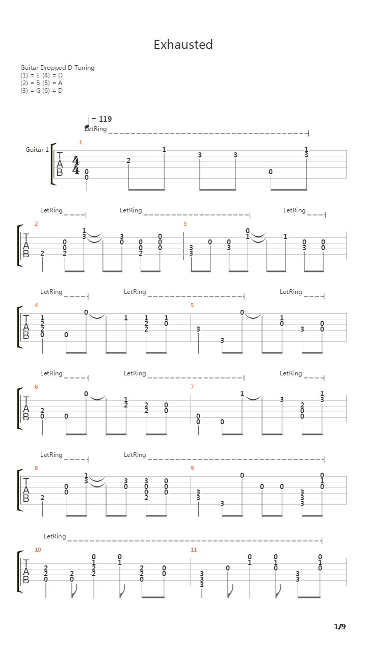 Exhausted吉他谱