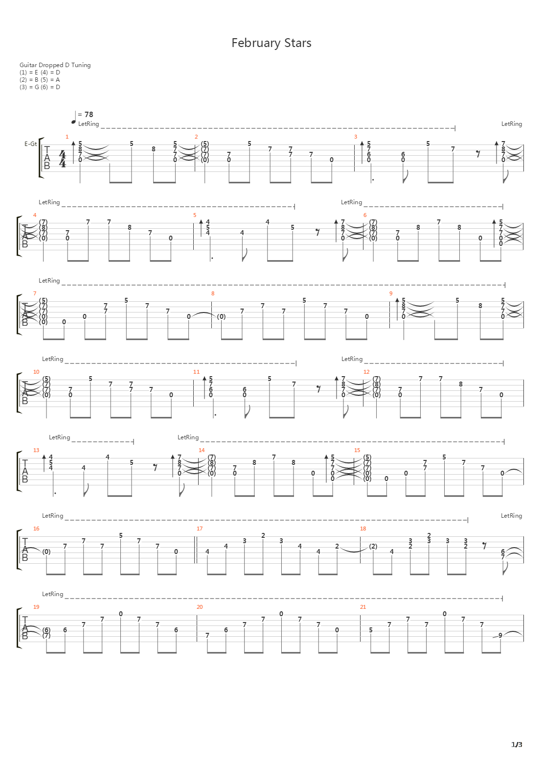 February Stars吉他谱