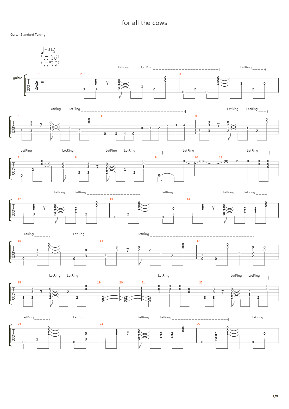 For All The Cows吉他谱