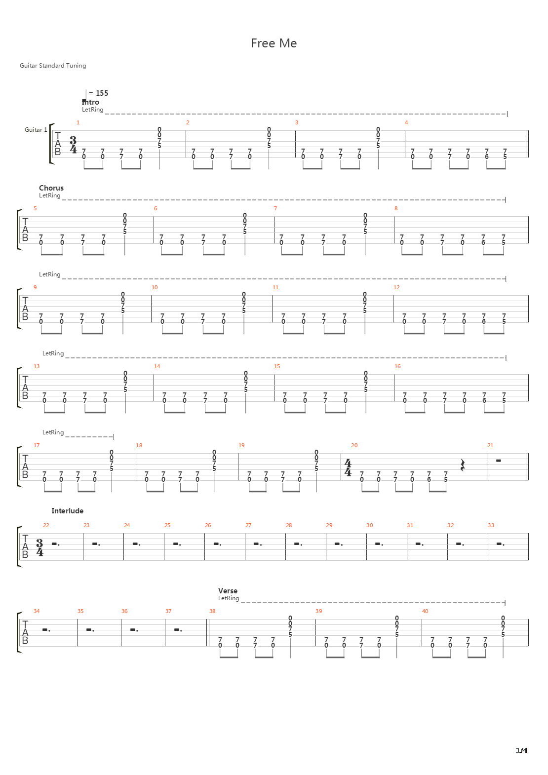 Free Me吉他谱