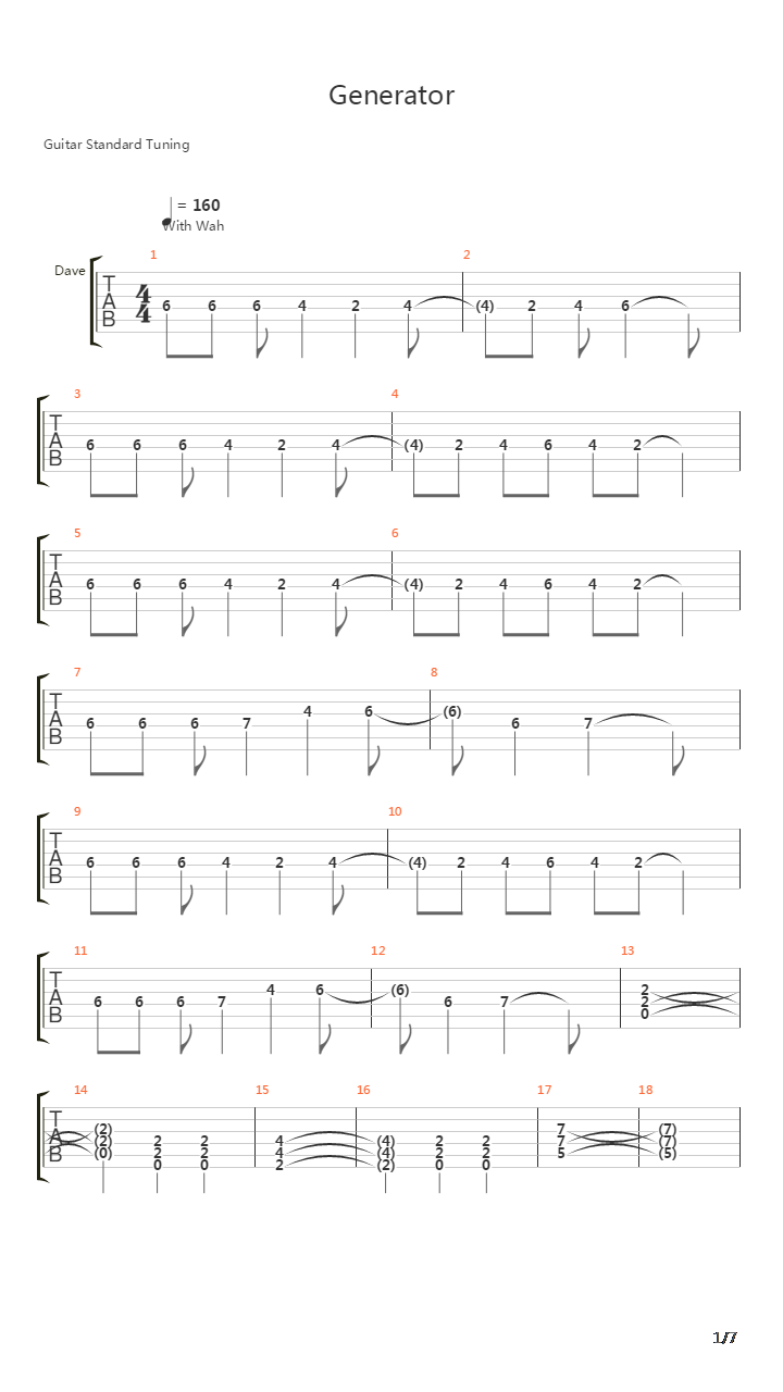 Generator吉他谱