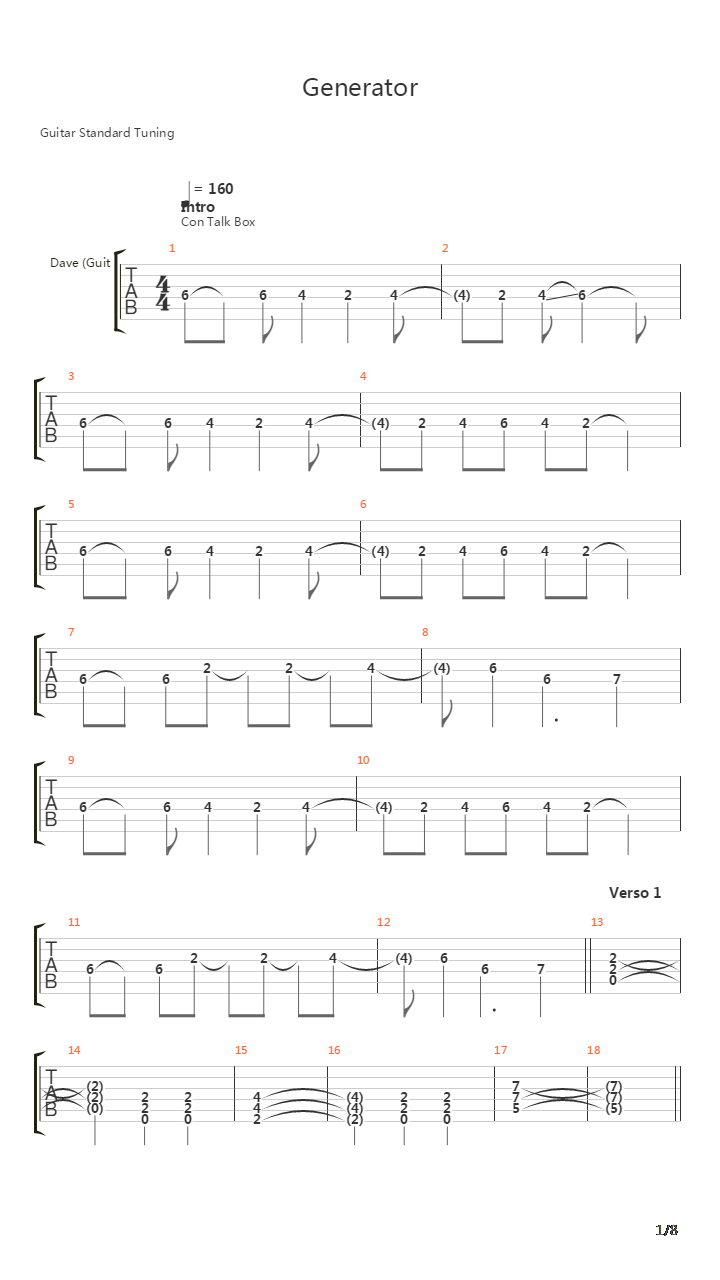 Generator吉他谱