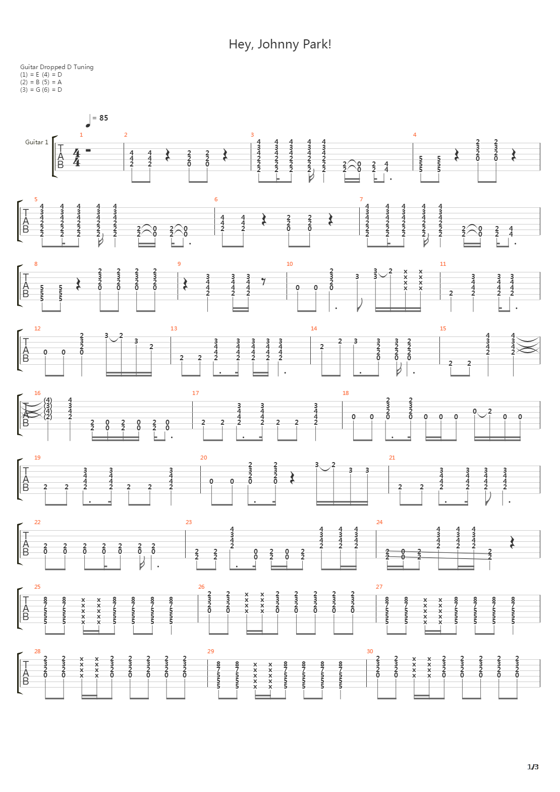 Hey Johnny Park吉他谱