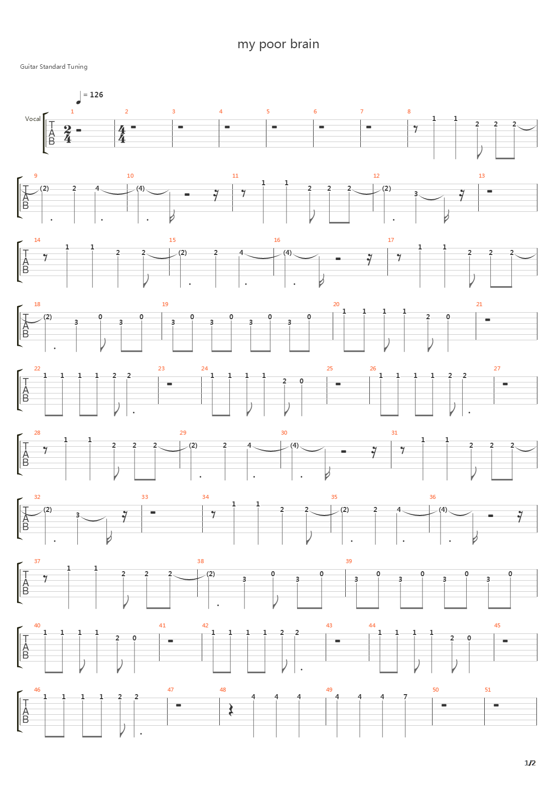 My Poor Brain吉他谱