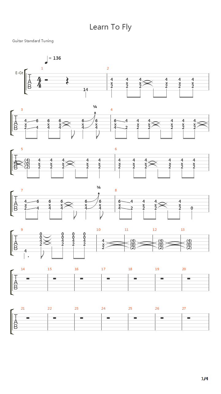 Learn To Fly吉他谱