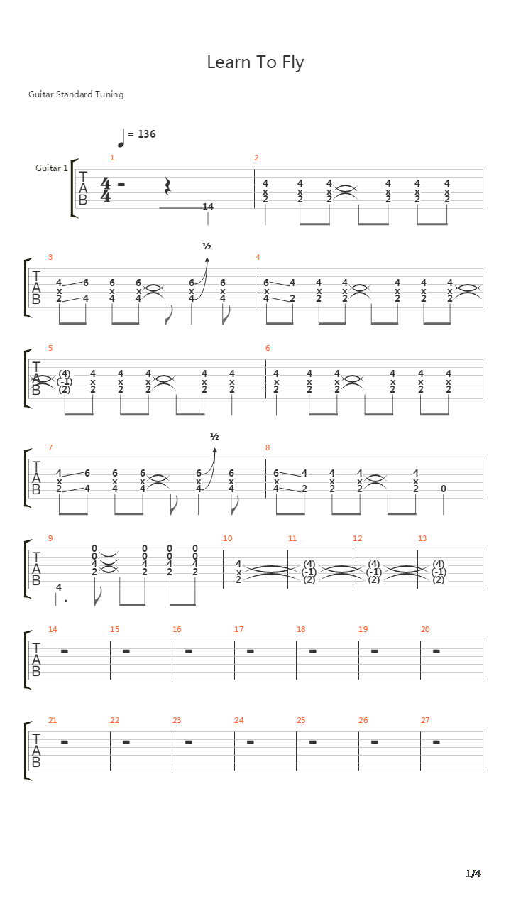 Learn To Fly吉他谱