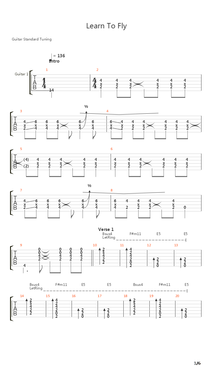 Learn To Fly吉他谱