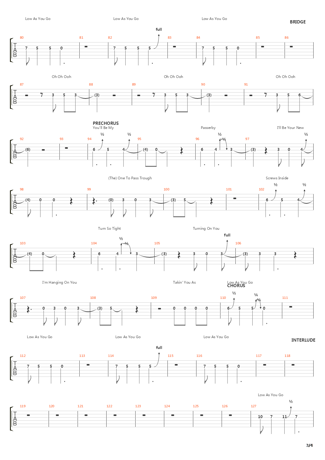 Low吉他谱