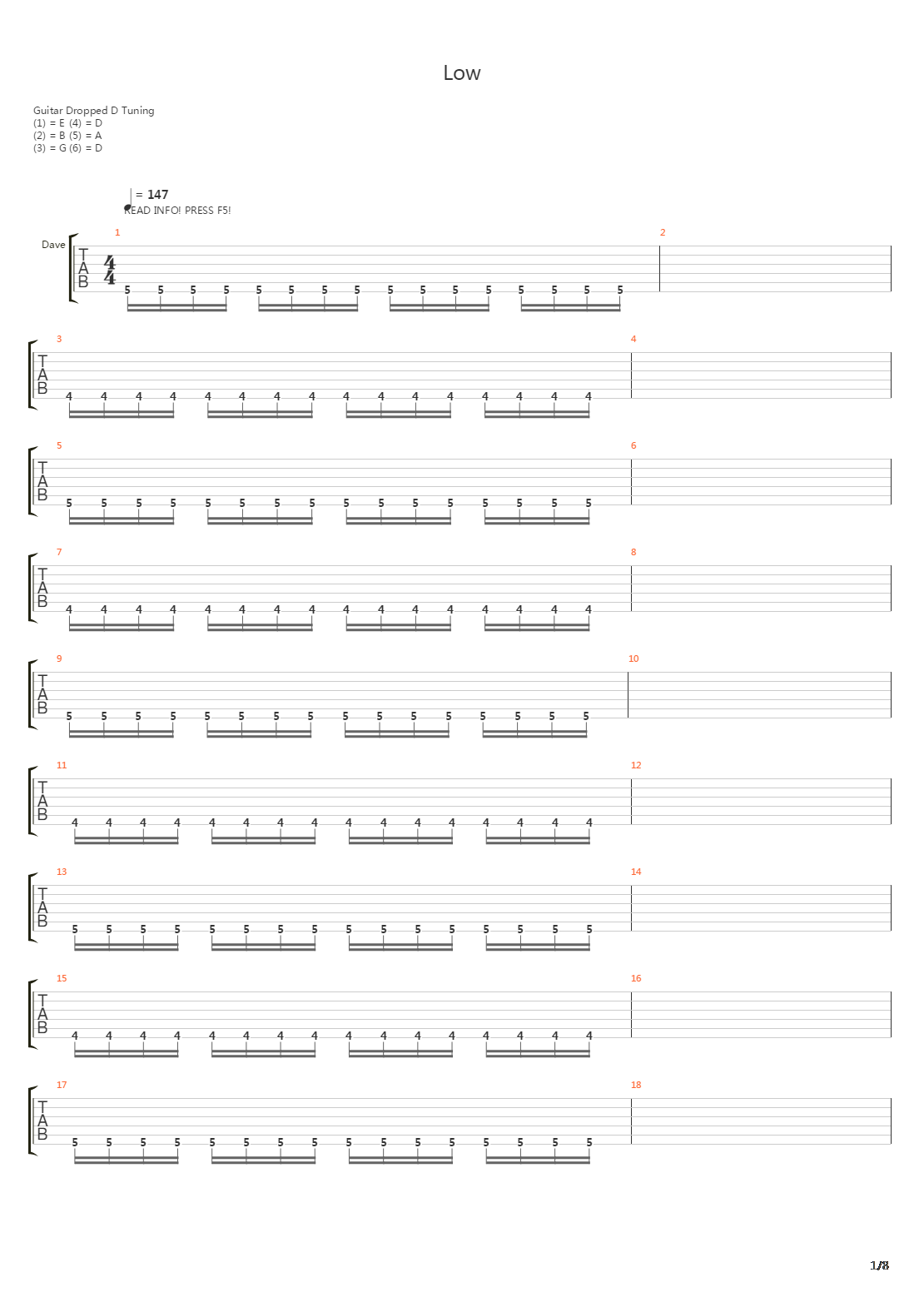 Low吉他谱