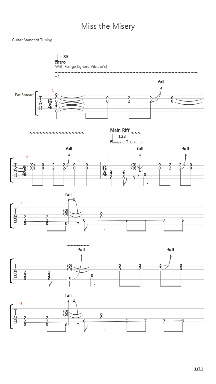 Miss The Misery吉他谱