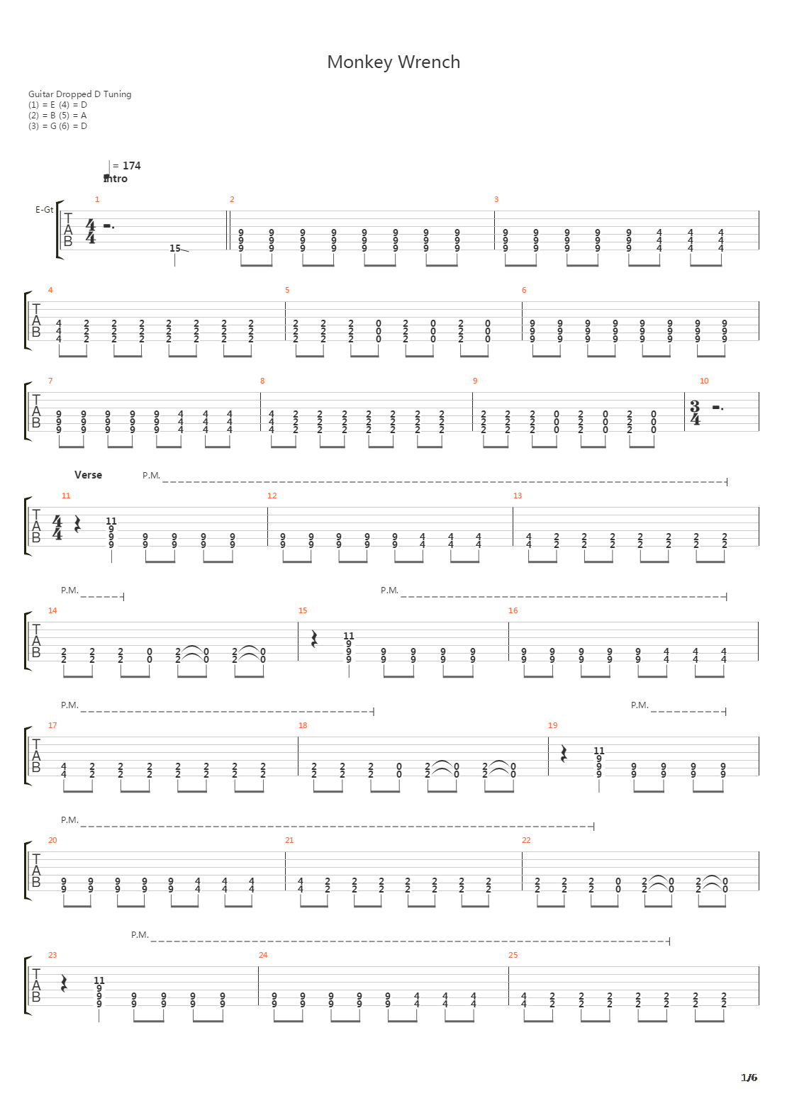 Monkey Wrench吉他谱