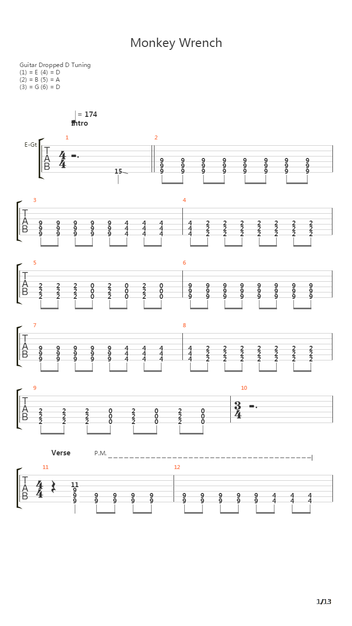 Monkey Wrench吉他谱