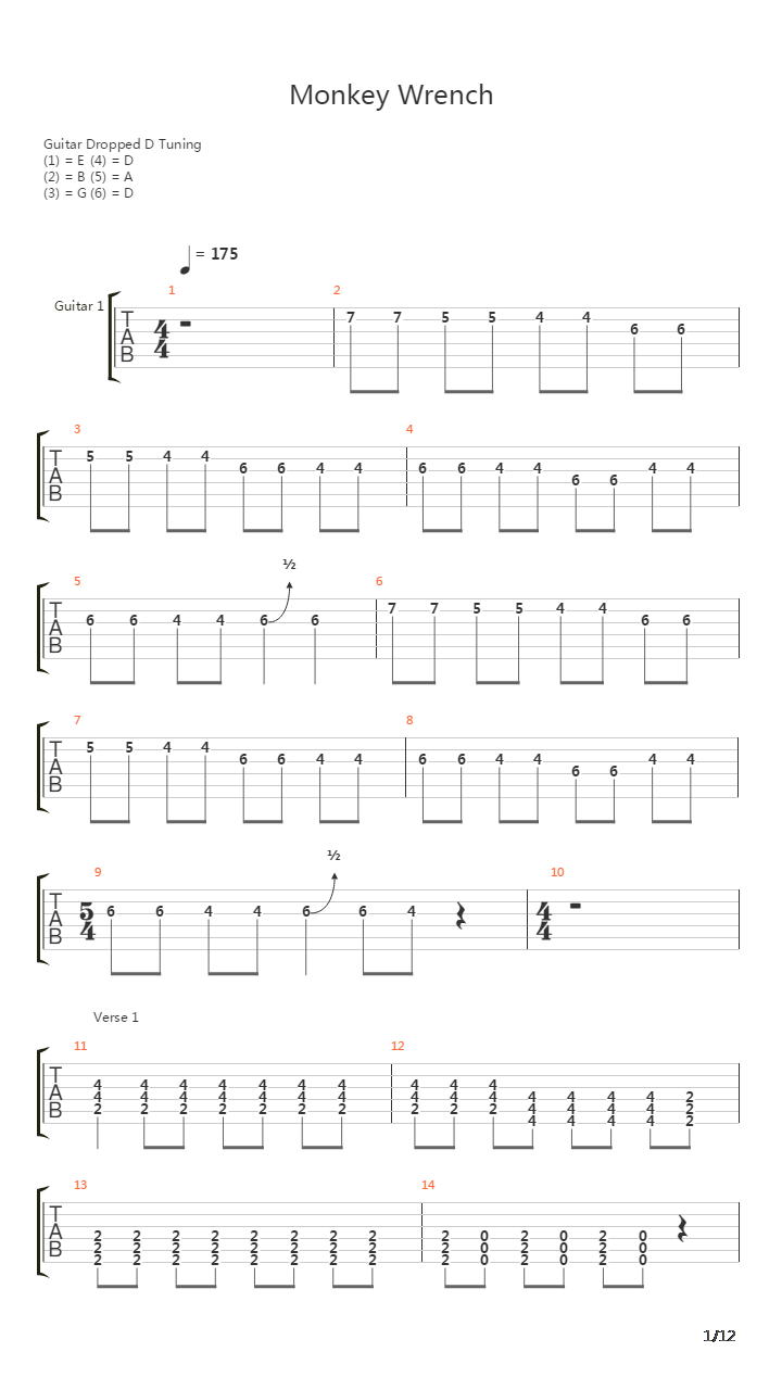 Monkey Wrench吉他谱