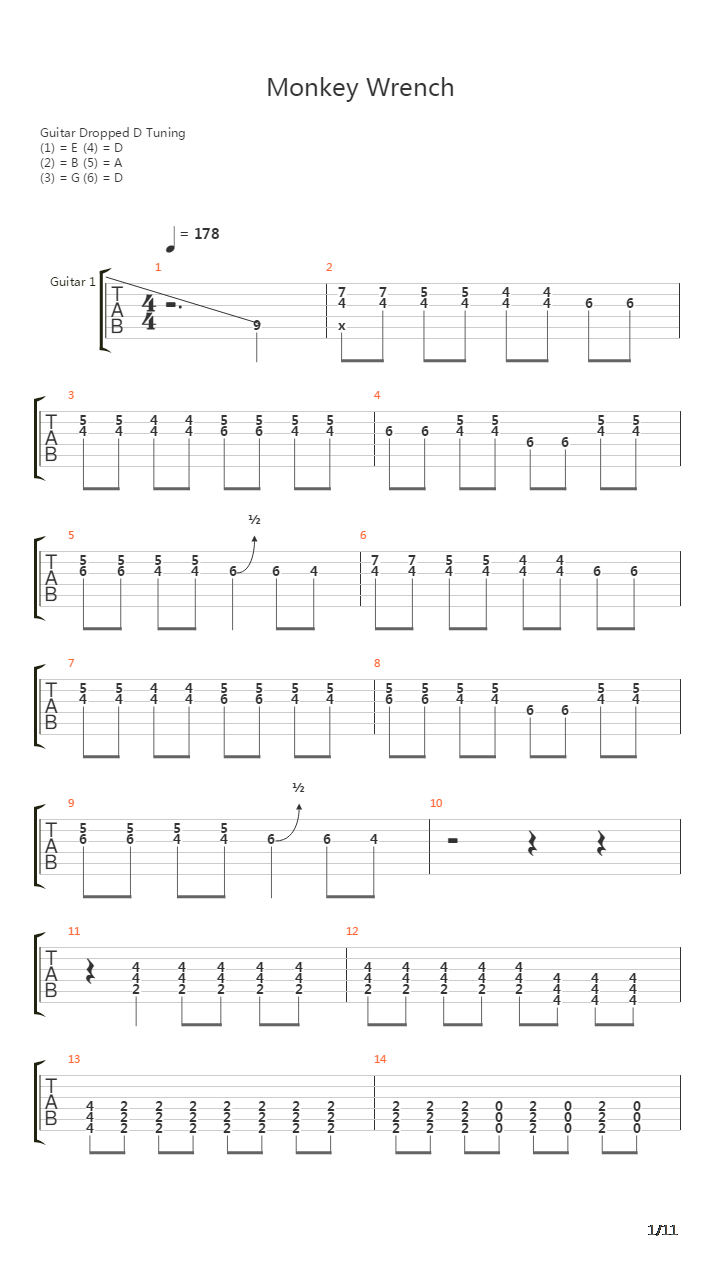 Monkey Wrench吉他谱