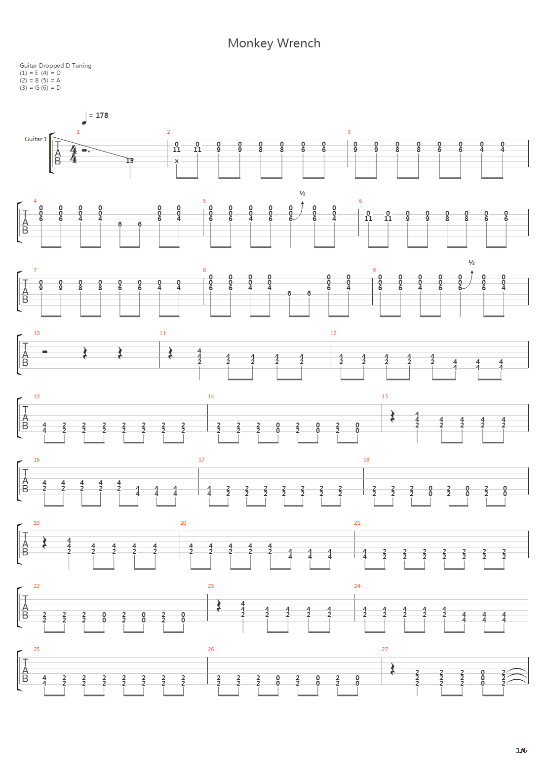 Monkey Wrench吉他谱