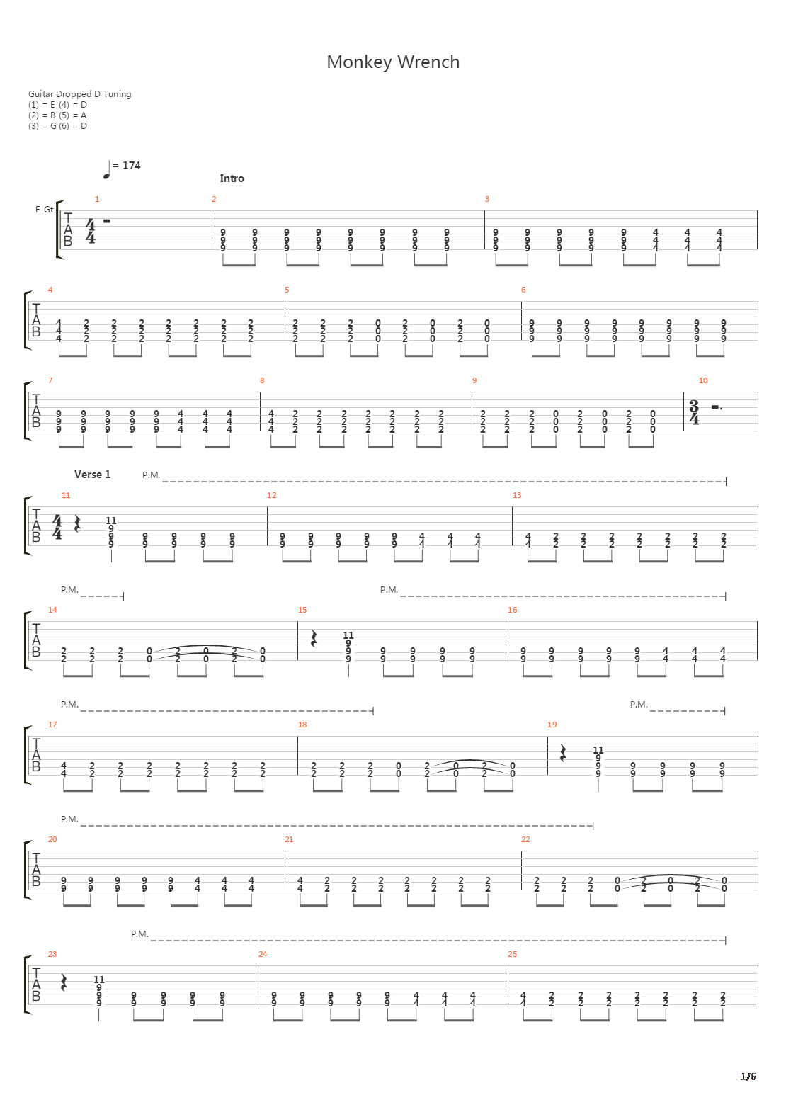 Monkey Wrench吉他谱