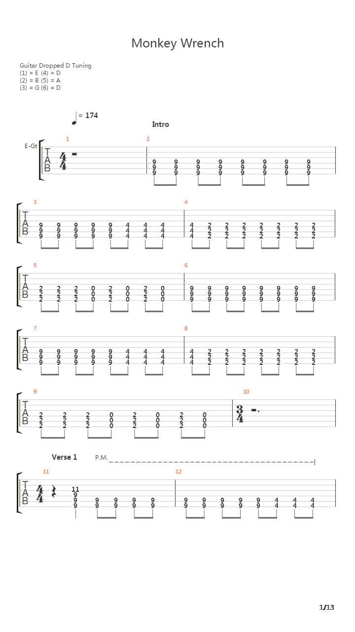 Monkey Wrench吉他谱