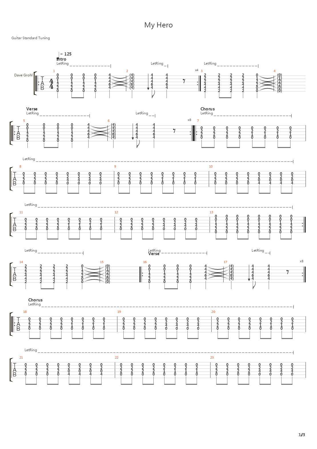 My Hero吉他谱