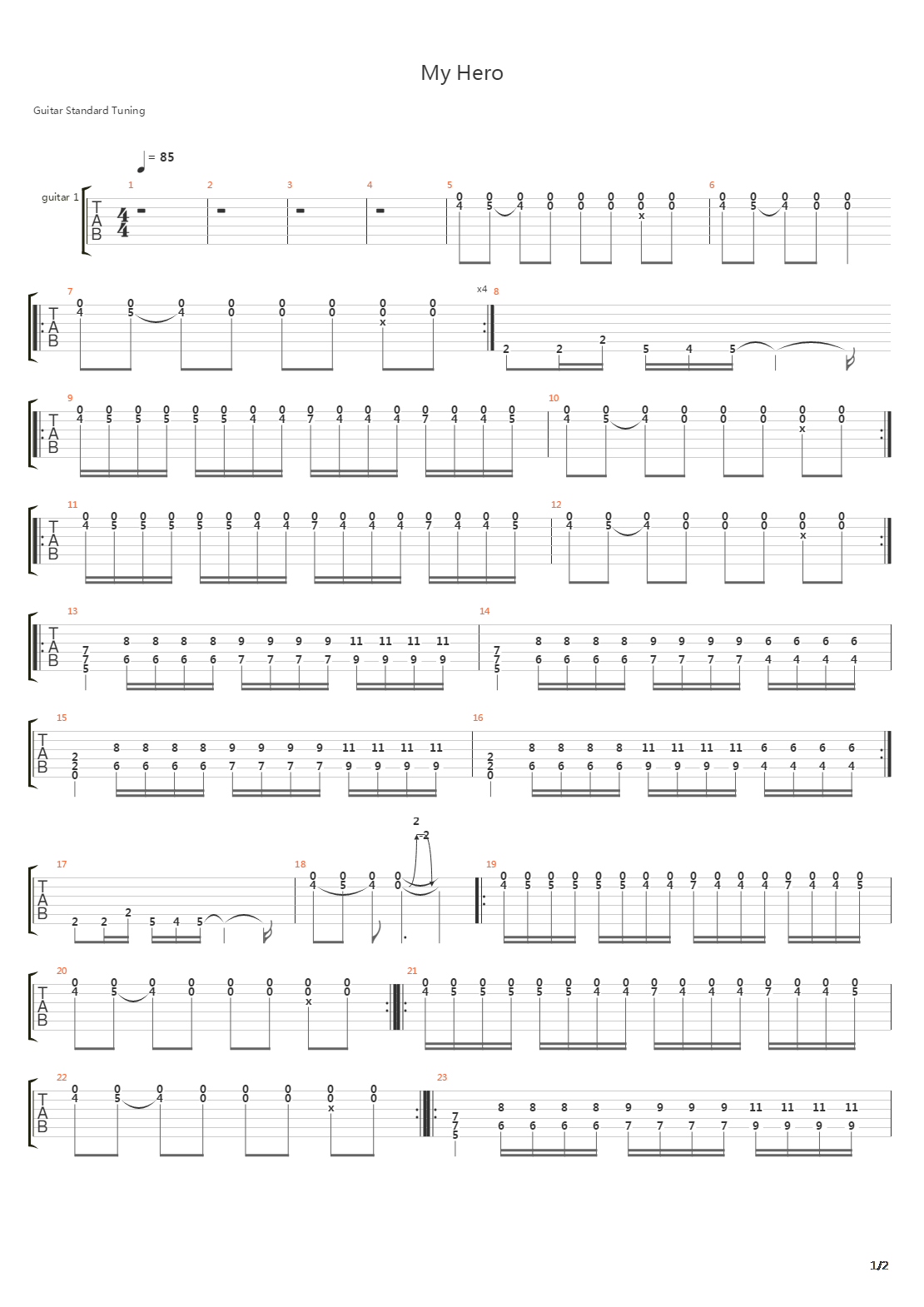 My Hero吉他谱
