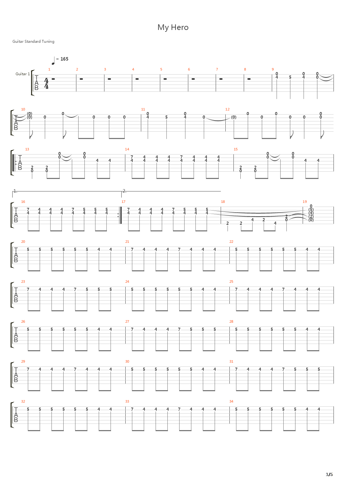 My Hero吉他谱