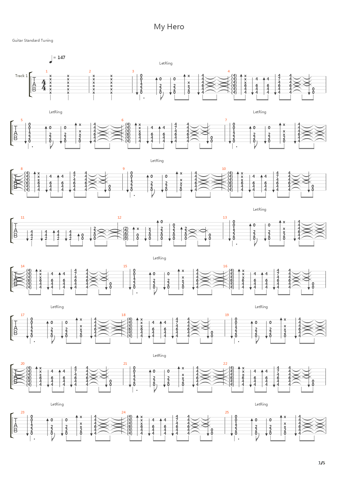 My Hero吉他谱