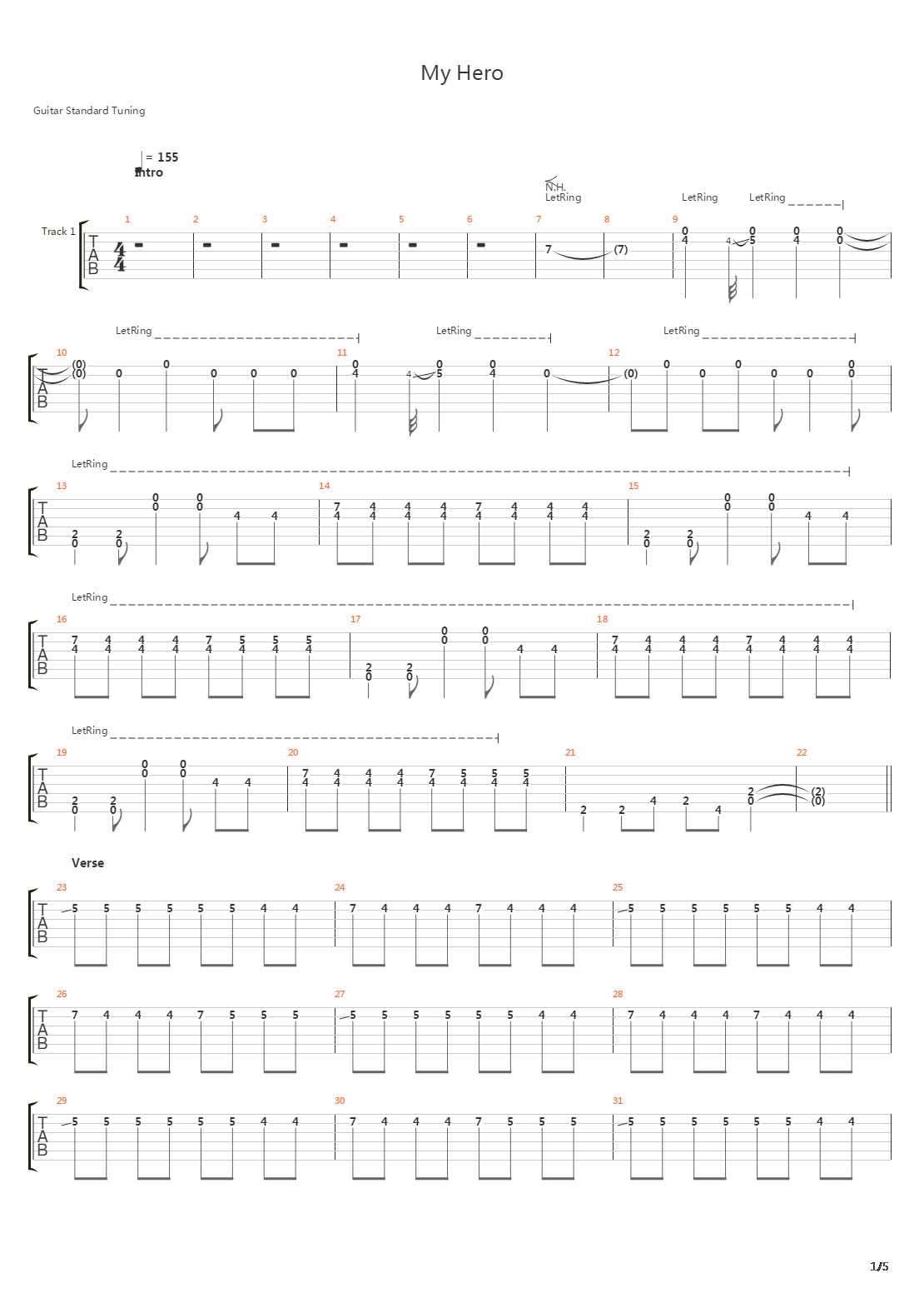 My Hero吉他谱