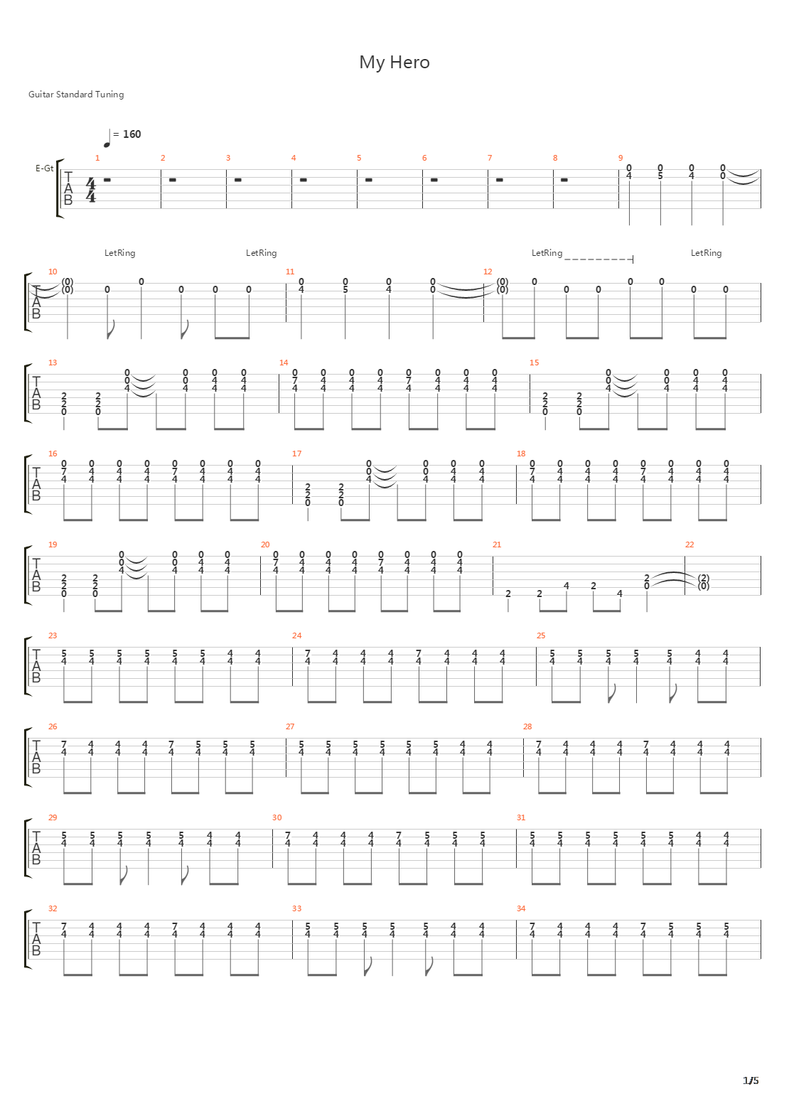My Hero吉他谱