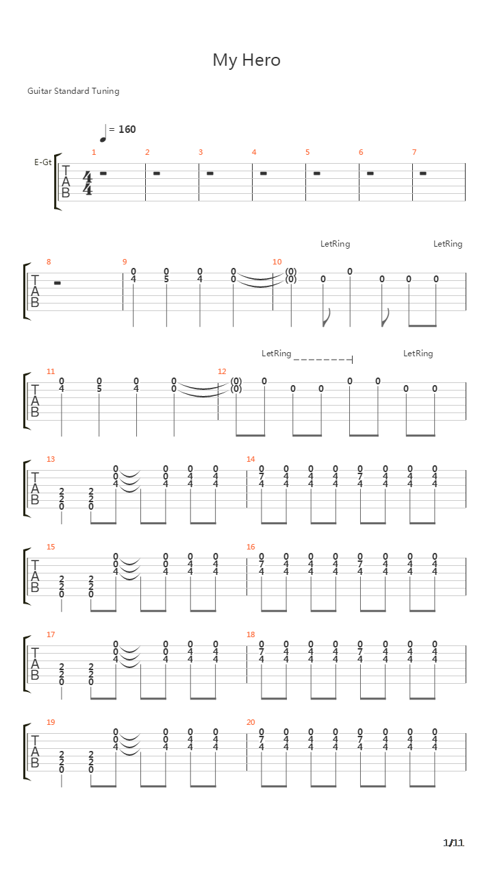My Hero吉他谱